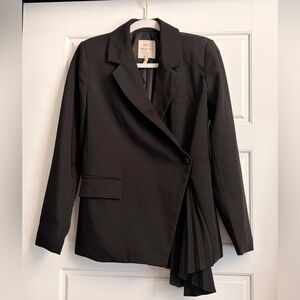 Avec Les Filles Black Blazer with Asymmetrical Pleats
